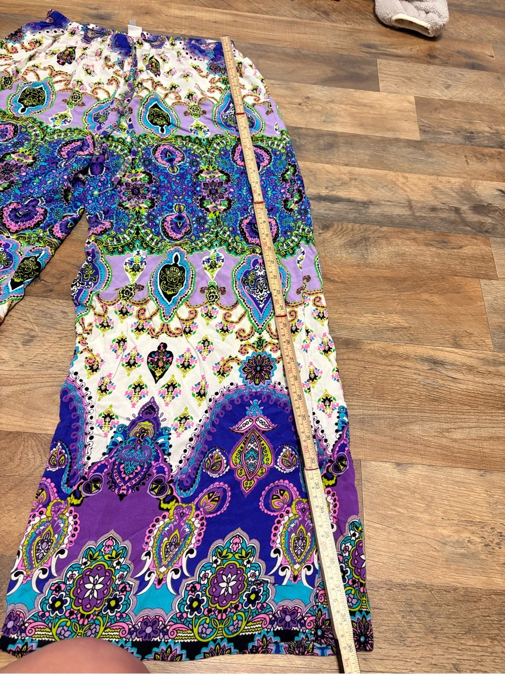 Yummy Plus Women’s Boho Paisley Wide Leg Palazzo Pants Size XL Purple Festival - Picture 2 of 8